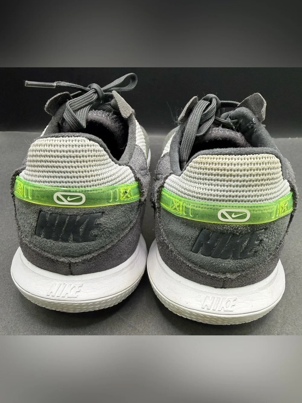 Nike - Streetgato, Grey shoes- Mad Voltage-Neon Green Swoosh- 6.5